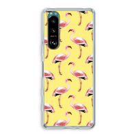 Flamingo's geel: Sony Xperia 5 III Transparant Hoesje