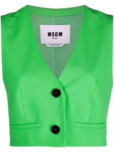 MSGM veston en laine vierge à coupe crop - Vert