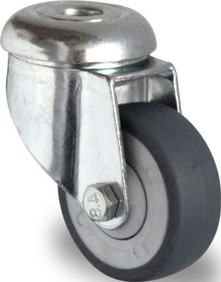 Promat Zwenkwiel | Wiel-Ø 75 mm | draagvermogen 75 kg | met achtergat kogellager | rubber grijs - 3000276055 3000276055
