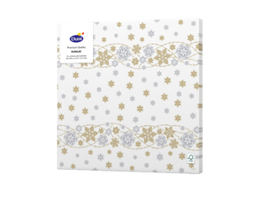 Servetten Snow Glitter White lin Soft 40 x 40 cm - Duni