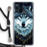 Darkness Wolf: Oppo Find X3 Transparant Hoesje met koord