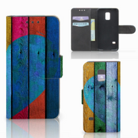 Samsung Galaxy S5 Mini Book Style Case Wood Heart - Cadeau voor je Vriend - thumbnail