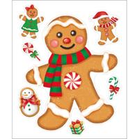 Kerst raamstickers peperkoek mannetje - vel van 34 x 28 cm - raamdecoratie