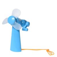 Mini ventilator/handventilator - 11 cm - met draaimechaniek - Blauw - Verkoeling in zomer