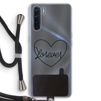 Forever heart black: Oppo A91 Transparant Hoesje met koord