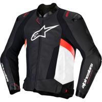ALPINESTARS Missile V3 Jacket, Leren motorjas, Zwart-Wit-Rood Fluo