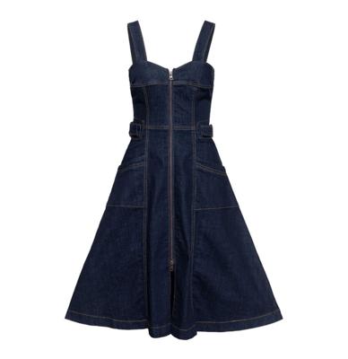 Queen Kerosin Denim Swing Dress Dark Blue Wash-XL