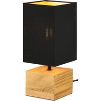 LED Tafellamp - Tafelverlichting - Trion Wooden - E14 Fitting - Vierkant - Mat Zwart/Goud - Hout - thumbnail