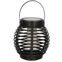 Solar lantaarn - zwart - vlam effect - 15 cm - zonne-energie tuinlantaarn - tuinverlichting