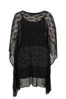 Yoek Tunic long square stripe bead | Zwart | Maat XL