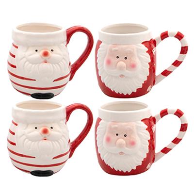 Kerst mok - kerstman - 8 x 11 cm - keramiek - 400 ml - beker - koffiemok/theemok