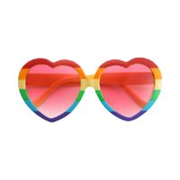 Hippie Flower Power Sixties hartjes glazen zonnebril regenboog kleuren - thumbnail