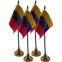 Venezuela tafelvlaggetjes - 4x stuks - 10 x 15 cm - met gouden standaard - H27 cm - versiering