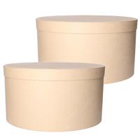 Ronde bruine hobby knutselen doos/dozen van karton - 2x - 35 x 19 cm - cadeauverpakking - hoeden box