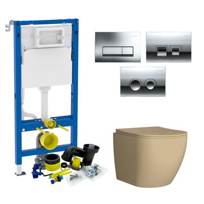 Geberit up100 Toiletset Mudo | Met Zitting | Mat Beige | Delta Drukplaat