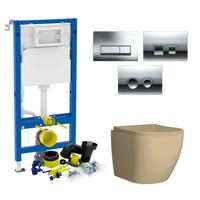 Geberit up100 Toiletset Mudo | Met Zitting | Mat Beige | Delta Drukplaat