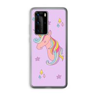 Roze eenhoorn: Huawei P40 Pro Transparant Hoesje