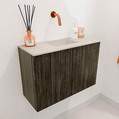 Toiletmeubel Mondiaz Joya Dlux | 60 cm | Meubelkleur Shadow | Faye wastafel Ostra Wasbak Midden | Zonder kraangat(en)