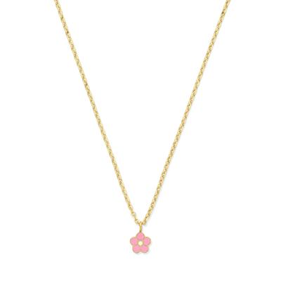 14k Geelgouden Collier met Emaille Bloem - Verstelbaar 36+4 cm