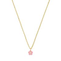 14k Geelgouden Collier met Emaille Bloem - Verstelbaar 36+4 cm