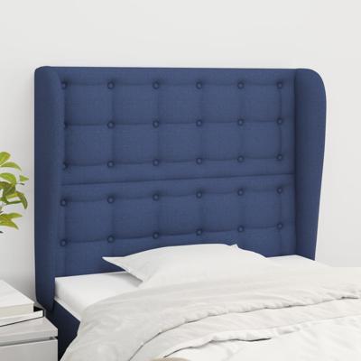 Hoofdbord met randen 83x23x118/128 cm stof blauw