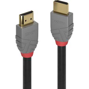 LINDY 36966 HDMI-kabel HDMI Aansluitkabel HDMI-A-stekker, HDMI-A-stekker 7.50 m Antraciet, Zwart, Rood Vergulde steekcontacten