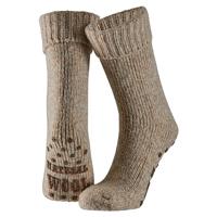 Apollo huissokken/slofsokken - Anti-slip - schapenwol - volwassenen - beige - wintersokken Apollo huissokken/slofsokken - Anti-slip - schapenwol - volwassenen - beige - wintersokken