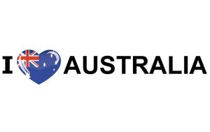 Set van 5x stuks i Love Australia vlag sticker 19.6 cm