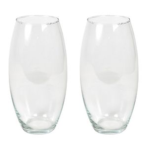 Set van 2x stuks bloemenvaas/vazen van transparant glas 37 x 17 cm   -