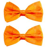 Carnaval verkleed vlinderstrikje zijdeglans - 2x - oranje - polyester - heren/dames