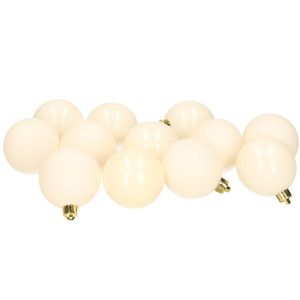 12x stuks kunststof kerstballen offwhite 6 cm glans/mat