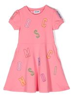 Moschino Kids robe évasée à logo brodé - Bleu