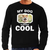 Akita inu honden sweater / trui my dog is serious cool zwart voor heren