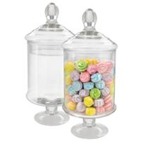Gerimport snoeppot/voorraadpot Lisa - 2x - glas - D12,5 x H28 cm - transparant - decoratie Gerimport snoeppot/voorraadpot Lisa - 2x - glas - D12,5 x H28 cm - transparant - decoratie