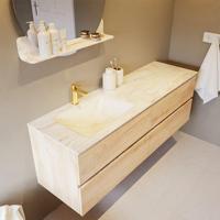 MONDIAZ VICA-DLUX Badkamermeubelset - 150cm - onderkast washed oak - 4 lades - inbouw wastafel cloud links - 1 kraangat - 60cm hoge versie - ostra VDX150Was4LL1Ost-XL60