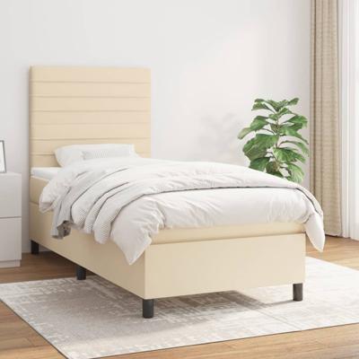Boxspring met matras stof crèmekleurig 90x190 cm