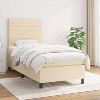 Boxspring met matras stof crèmekleurig 90x190 cm