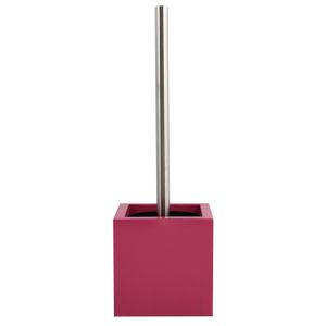 Toiletborstel in MDF houten houder/rvs wc-borstel - fuchsia roze - 37 x 11 cm