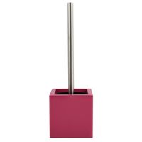 Toiletborstel in MDF houten houder/rvs wc-borstel - fuchsia roze - 37 x 11 cm