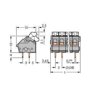 WAGO 256-407/334-000 Veerkrachtklemblok 2.50 mm² Aantal polen 7 Grijs 120 stuk(s)