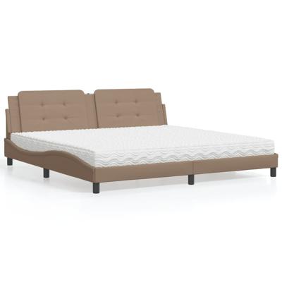Bed met matras kunstleer cappuccinokleurig 200x200 cm
