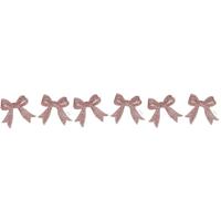 Kerst strikjes - 6x st - roze - glitter - 11 cm - kunststof - kersthangers - kerstornamenten
