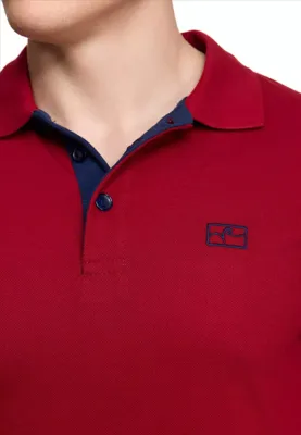 Rusty Neal - Heren Polo - Bordeaux Marine - Korte Mouw - Knoopsluiting