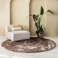 Vloerkleed Sense Rond Taupe 80 Ø Cm Scandinavisch Ø 80 Cm Hoogpolig Grandstone - Dekbed-Discounter.nl