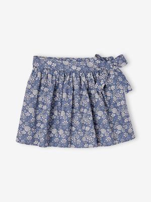 Bedrukt broekrokje voor meisjes chambrayblauw