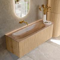 Badmeubel Mondiaz Kurve-Dlux | 135 cm | Meubelkleur Oak | Wastafelkleur Arena | Solid surface | Wasbak linker zijde spoelbak | Zonder kraangat(en) Badmeubel Mondiaz Kurve-Dlux | 135 cm | Meubelkleur Oak | Wastafelkleur Arena | Solid surface | Wasbak linker zijde spoelbak | Zonder kraangat(en)