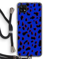 Blue Leopard: Samsung Galaxy A22 5G Transparant Hoesje met koord