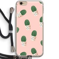 Cactusprint roze: iPhone 6 / 6S Transparant Hoesje met koord Cactusprint roze: iPhone 6 / 6S Transparant Hoesje met koord