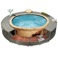 Hottub-ombouw poly rattan grijs