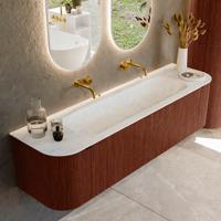 Badmeubel Mondiaz Kurve-Dlux | 170 cm cm | Meubelkleur Ruby | Wastafelkleur Opalo | Solid surface | Wasbak midden spoelbak | Zonder kraangat(en)